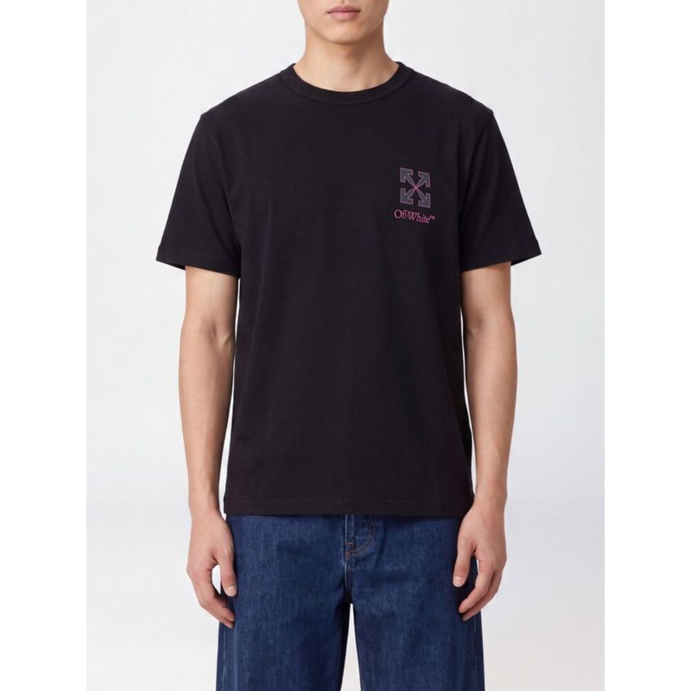 Off-White Men Crewneck Cotton T-Shirt Off-White With Contrast Arrow Logo